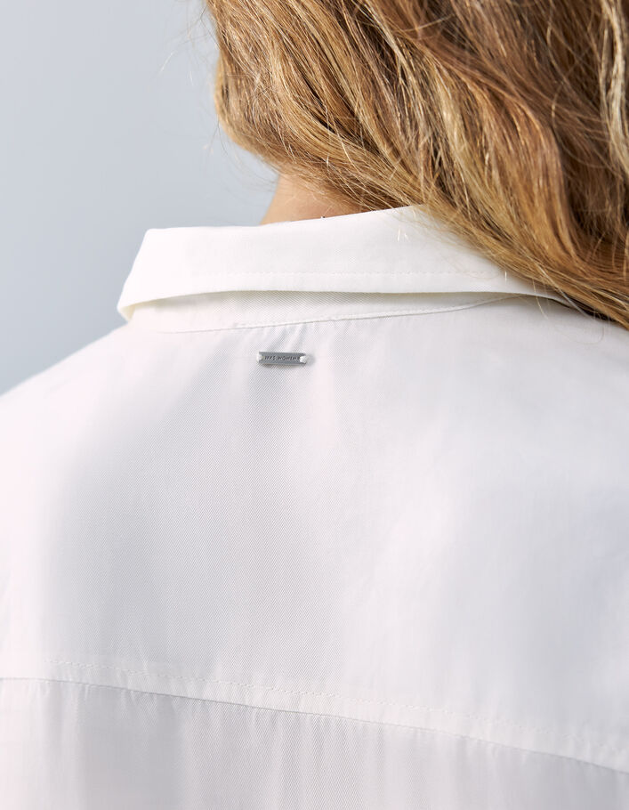 Chemise blanc cassé effet satiné à nouer devant Femme