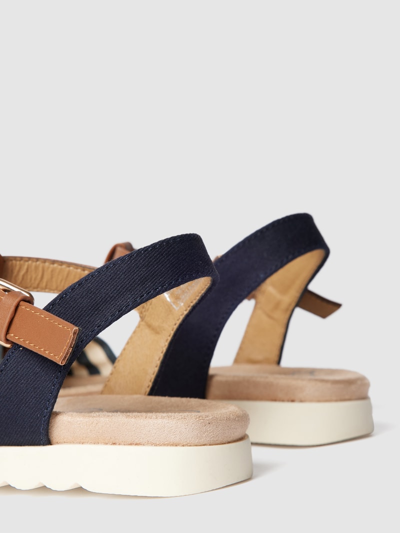 Sandalen mit Label-Applikation in marineblau