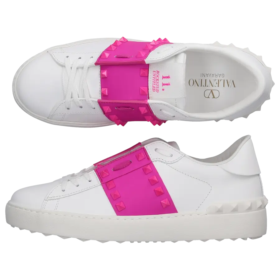 Valentino Garavani - Sneaker low ROCKSTUD UNTITLED Kalbsleder - weiß