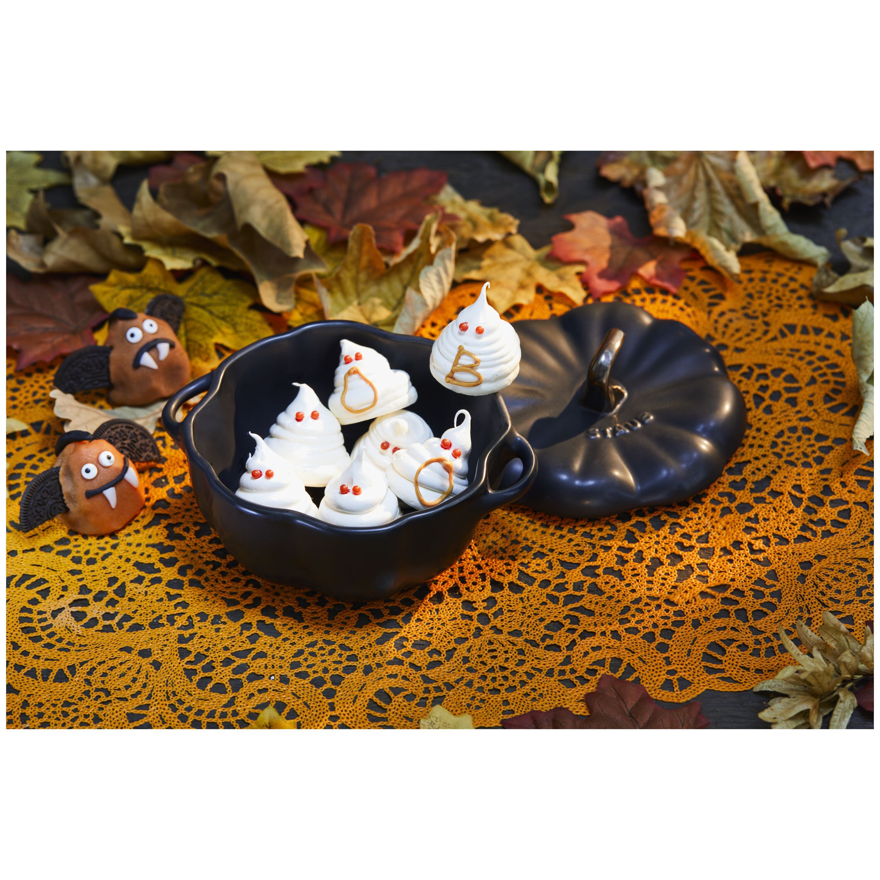 Cocotte 15 cm, Kürbis, Schwarz, Keramik