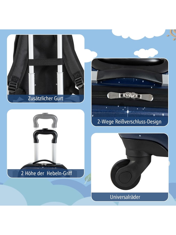 COSTWAY 2 tlg. Trolley mit Rucksack in Schwarz günstig kaufen onesize
