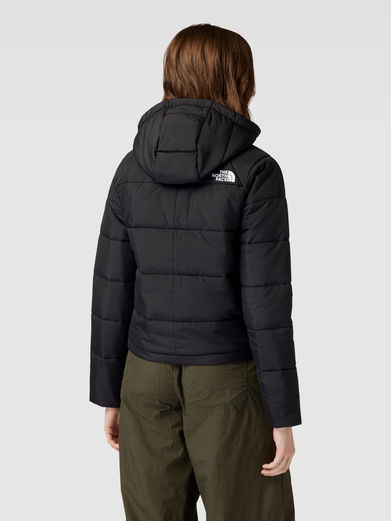 Steppjacke mit Kapuze und Reißverschluss in schwarz