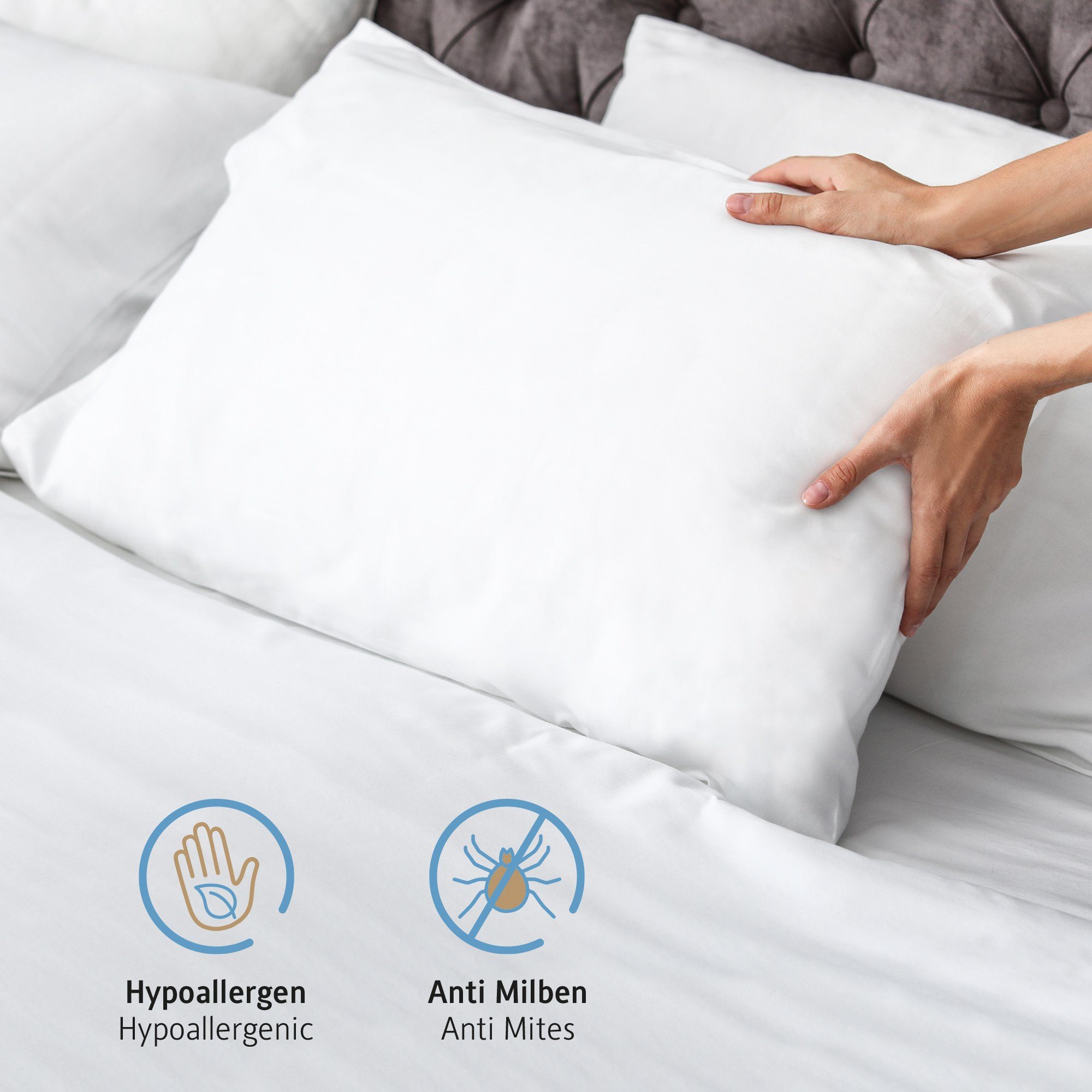Microfaserkissen Kopfkissen, Kissenfüllung mit Bezug, Komfortec, Füllung: Mikrofaserkügelchen, Bezug: Mikrofaser, Spar-Set, 2-tlg., 40x40 cm, Kissen für Bett und Sofa, Dekokissen