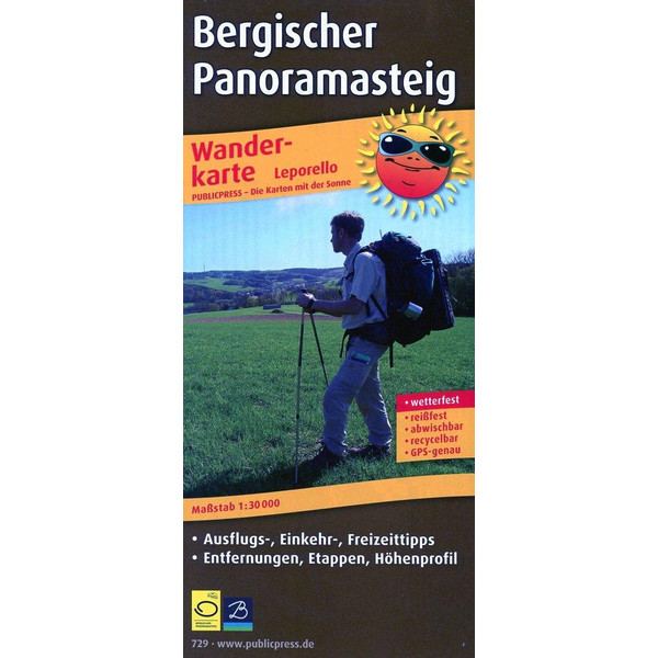Bergischer Panoramasteig Wanderkarte 1 : 30 000 - Wanderkarte