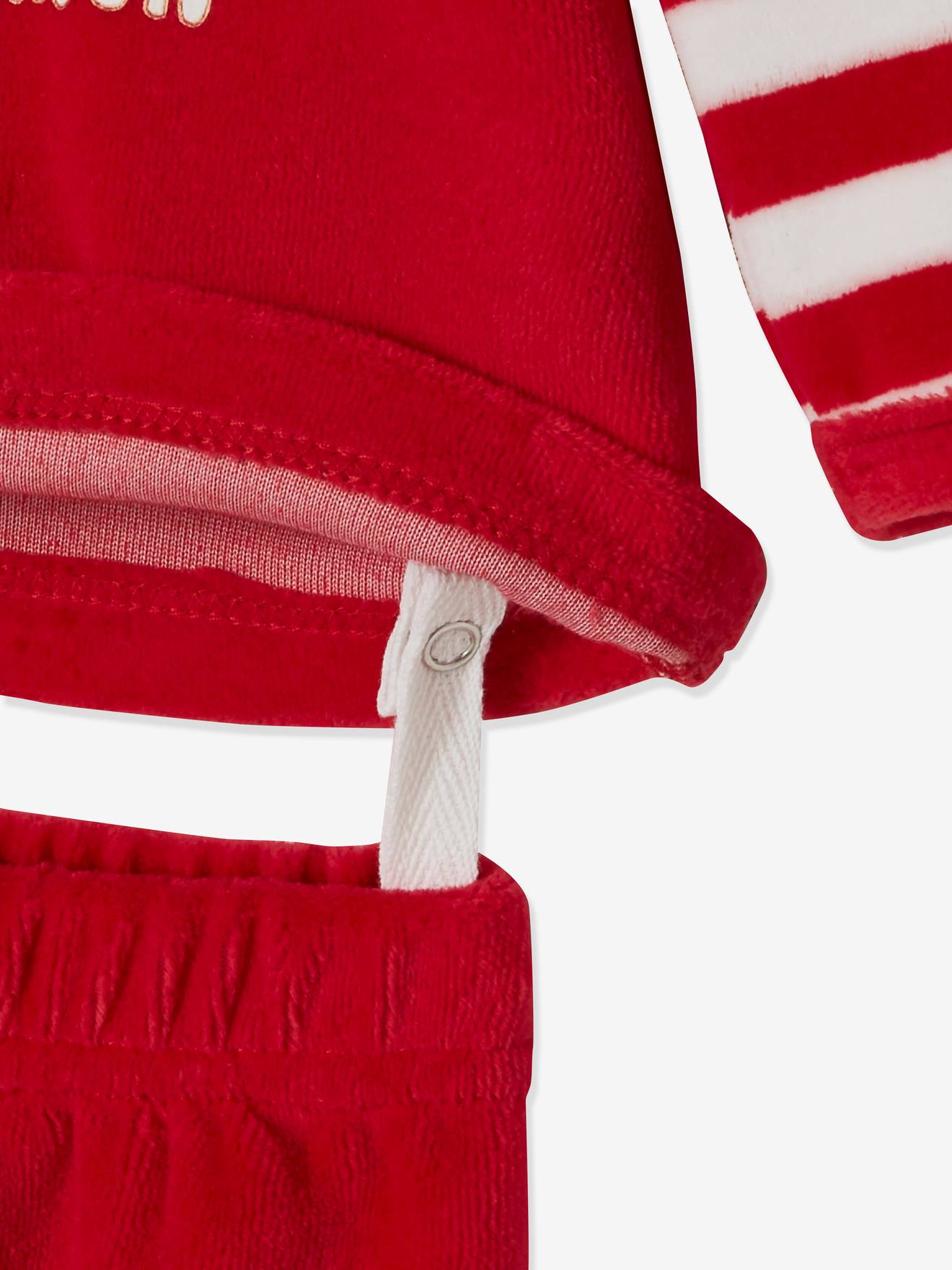 Pyjama 2 pièces en velours bébé Noël rouge brique