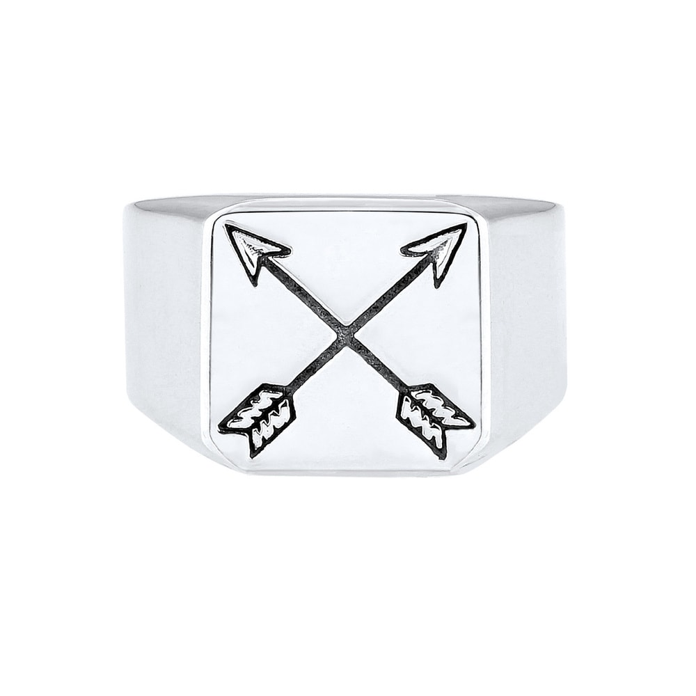 KUZZOI KUZZOI Bague Chevalière Flèche Base Mat Bague Homme-(925/1000) Argent Bague