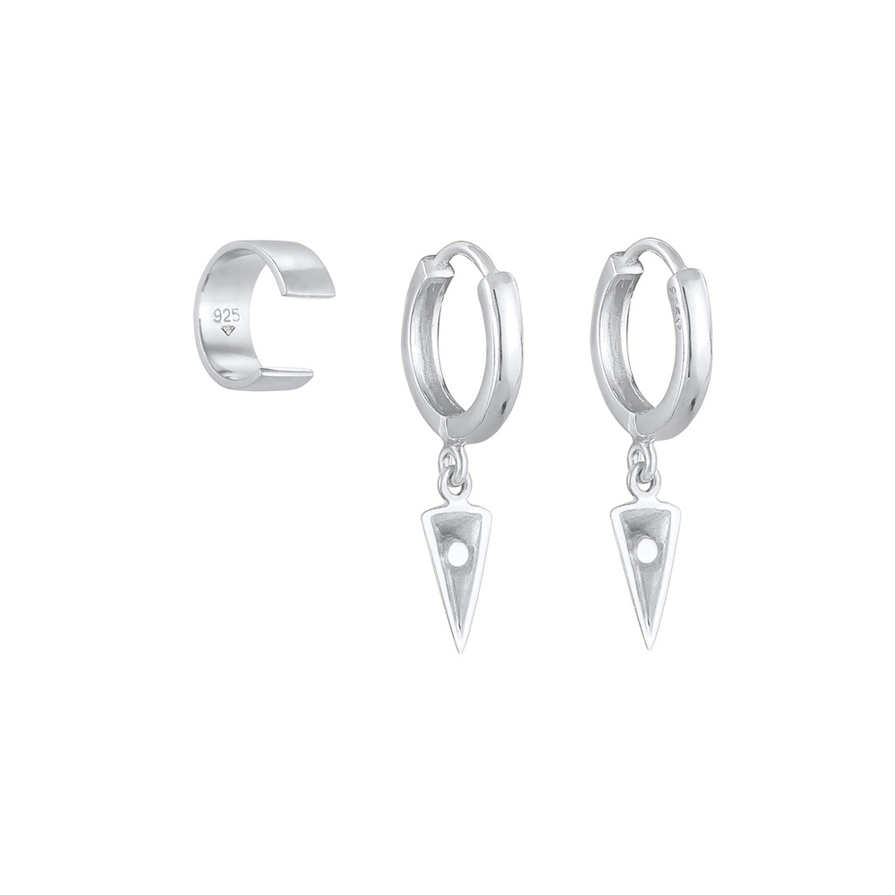 Elli Elli Boucles d'Oreilles Triangle créoles pour dames en 925/1000 argent massif Boucles d'oreilles