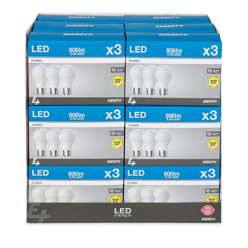 Energy Lyspære LED 806 lm 3-pk Classic E27 A60