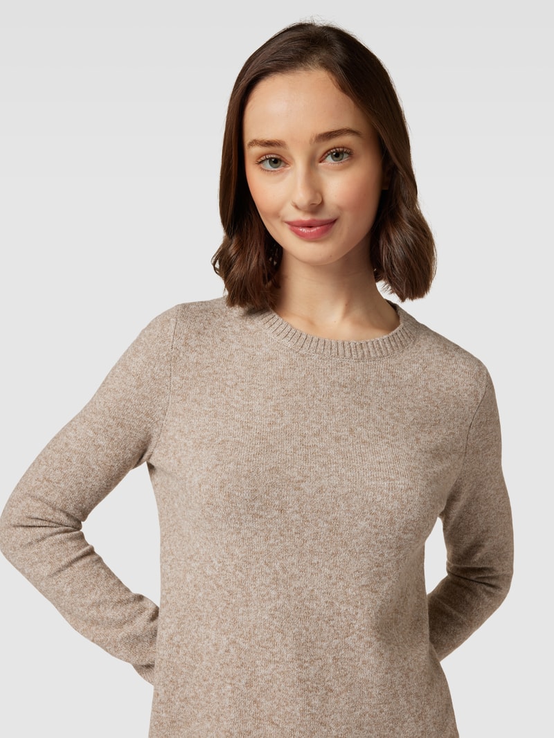 Strickkleid mit Rundhalsausschnitt Modell 'DOFFY' in beige