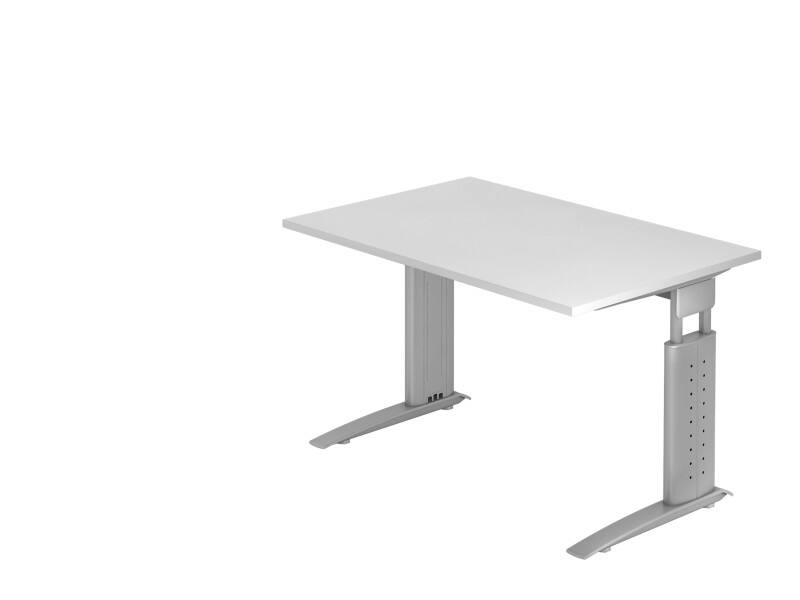 Hammerbacher Schreibtisch US12 Silber, Weiß 1.200 x 800 x 680 x 680 - 860 mm
