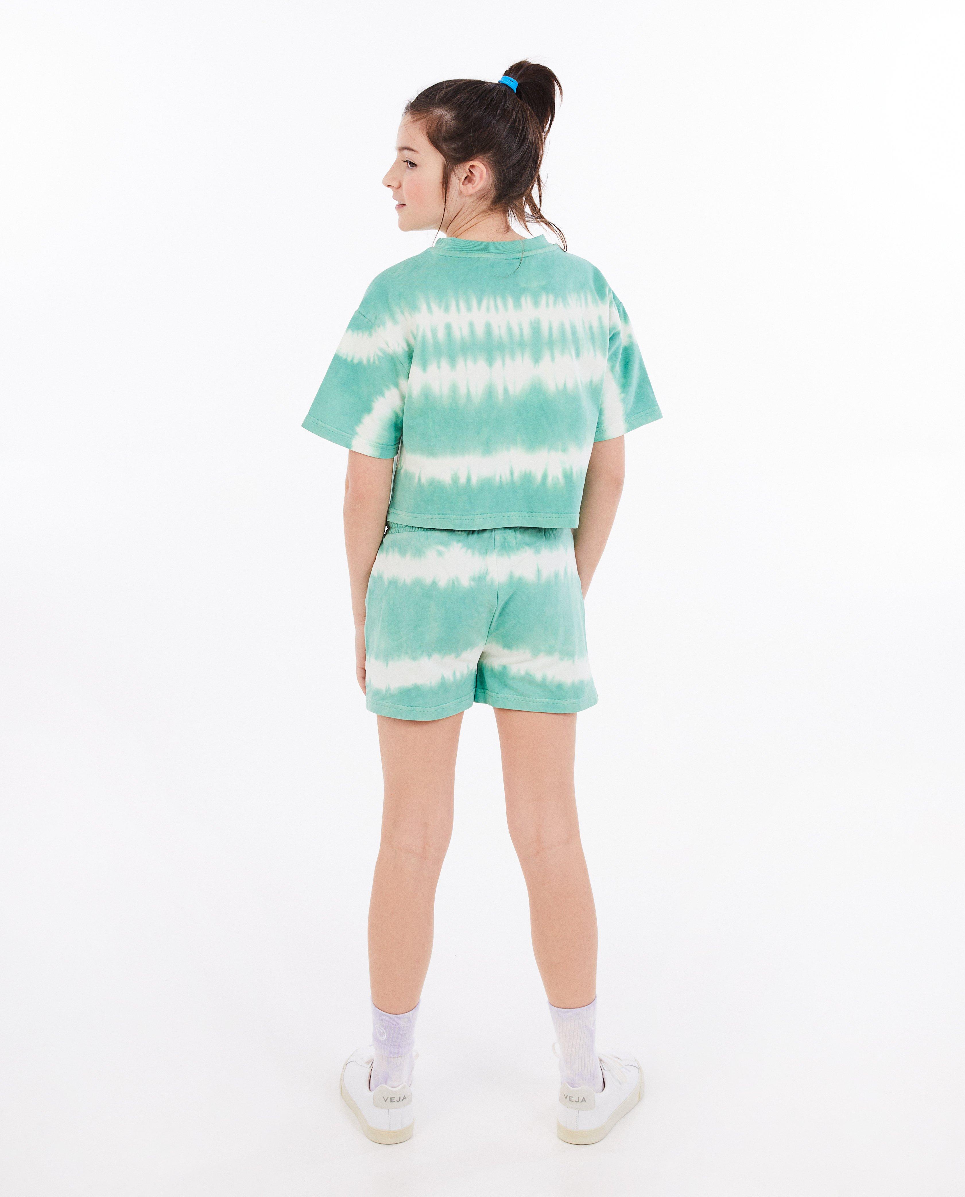 Majica s motivom ribe i čipsa u kaki boji s tie-dye uzorkom
