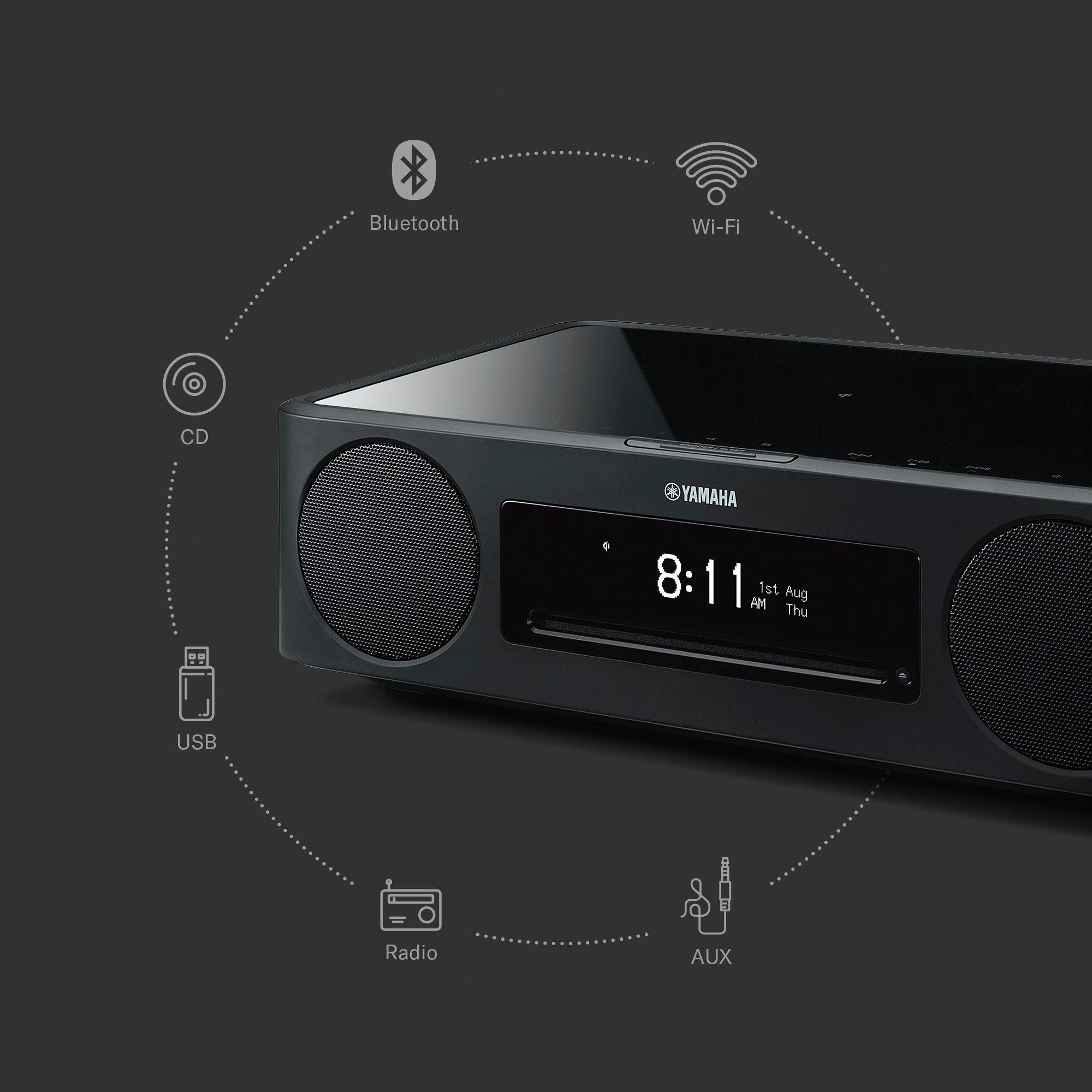 Yamaha MusicCast 200 Multiroom-Lautsprecher (Bluetooth, WLAN, 50 W, Qi kabellose Ladefunktion,Streaming-Dienste,Airplay 2,Alexa,Google)