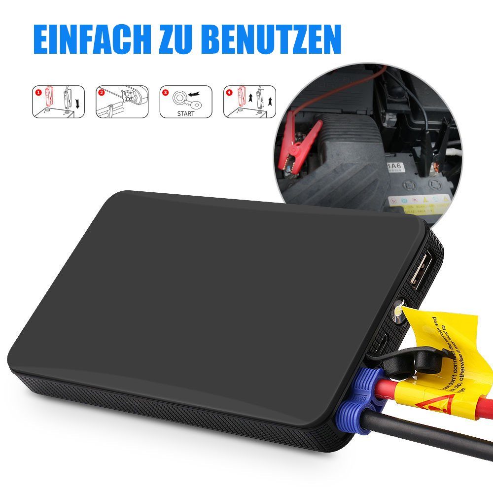 MDHAND Schwarzes tragbares 6000mAh Autobatterie-Ladegerät (2-tlg., Fast Charge)