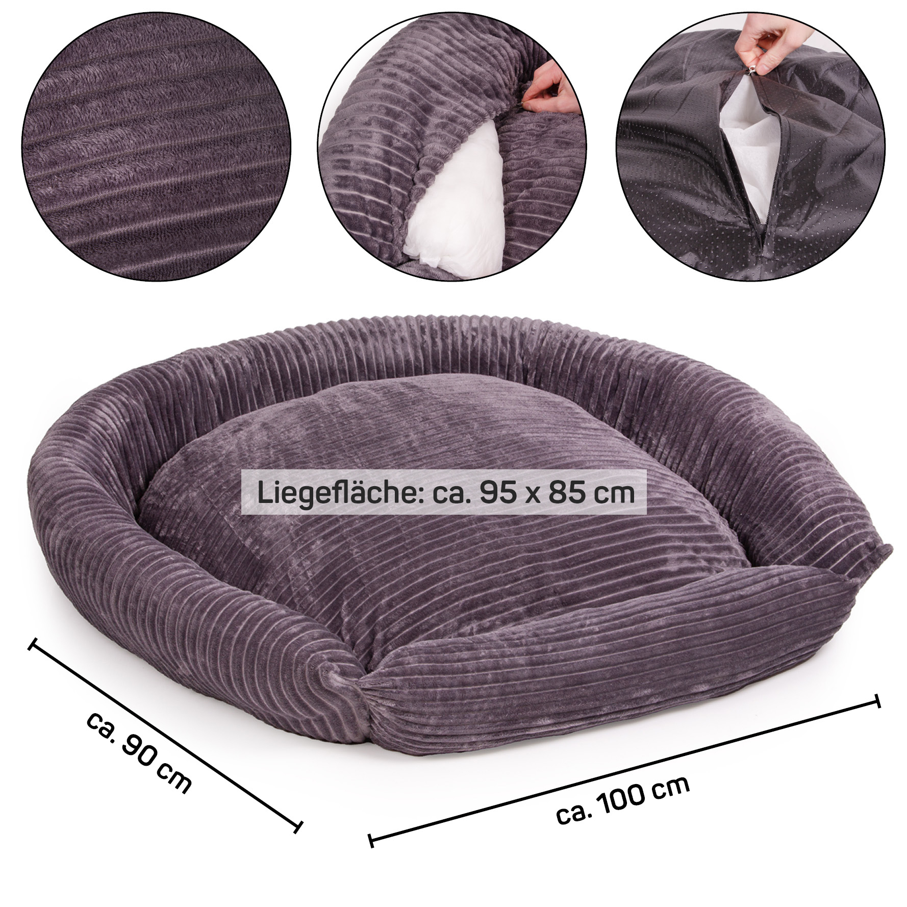 Wallace & Jones Hundebetten Wallace & Jones Hundebett Cordo dunkelgrau L
