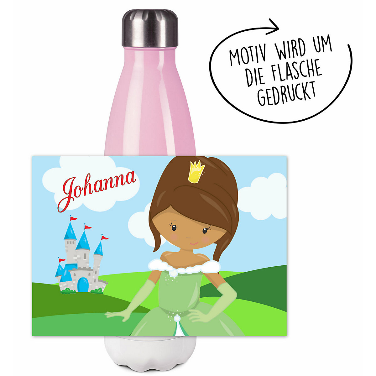 Edelstahl Kinder Thermoflasche / Trinkflasche bunt Prinzessin Spülmaschinenfest, Auslaufsicher, Bruchfest, Doppelwandig, Für Heißgetränke geeignet, Mit Deckel, Isoliert