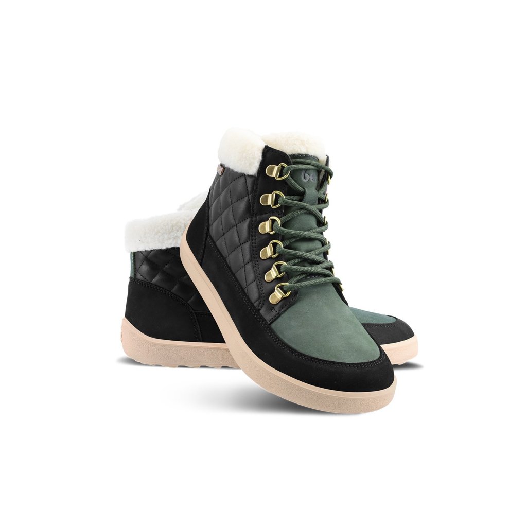 Be Lenka Olivia Black & Dark Green grüne Winterbarfußschuhe