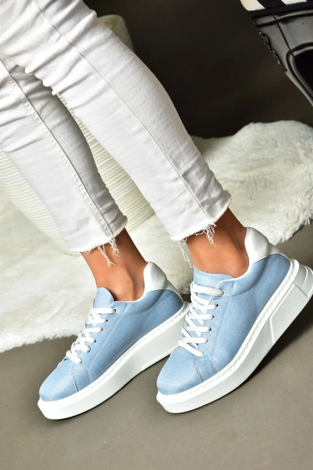 Fox Shoes  P848231410 Blau/weiße Damen-Sportschuhe-Sneaker