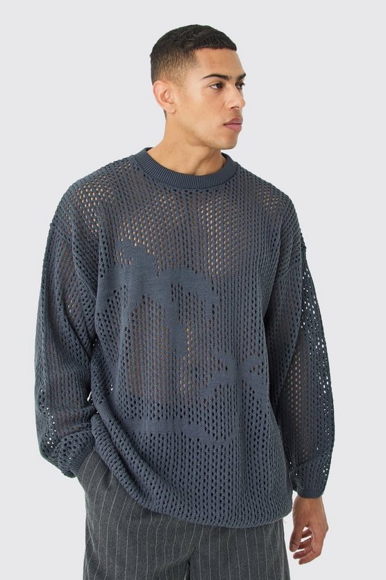 Oversize Pullover mit Palmen-Print