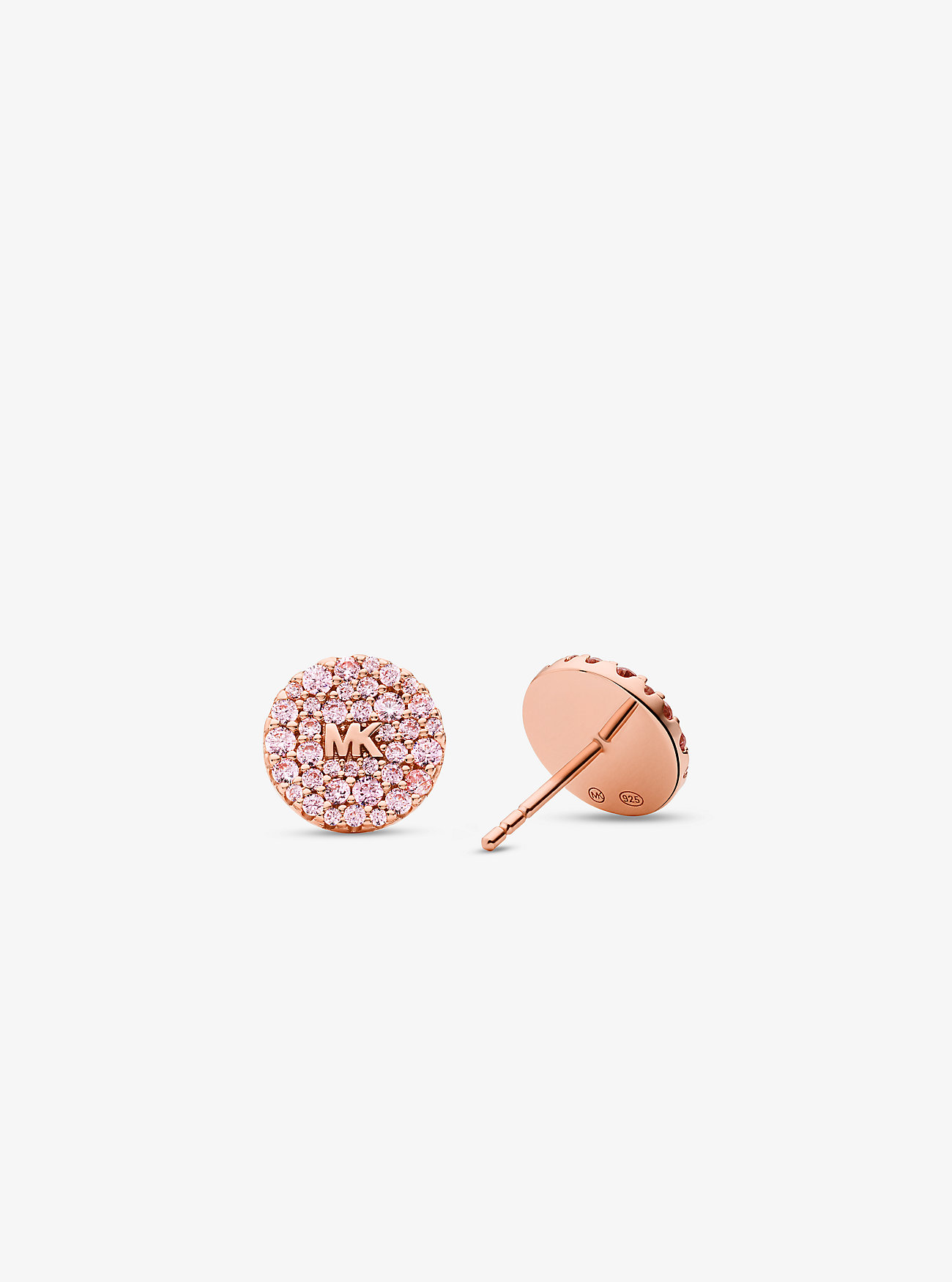 14 karat roségullbelagte sterlingsølvfargede Pavé-logo-øredobber - ROSÉGULL