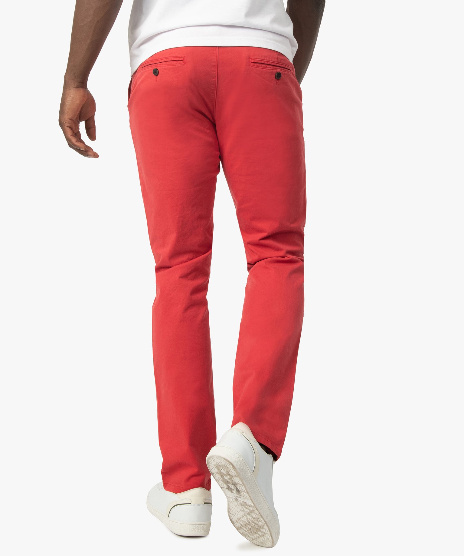 Pantalon chino en coton stretch homme rouge | GEMO