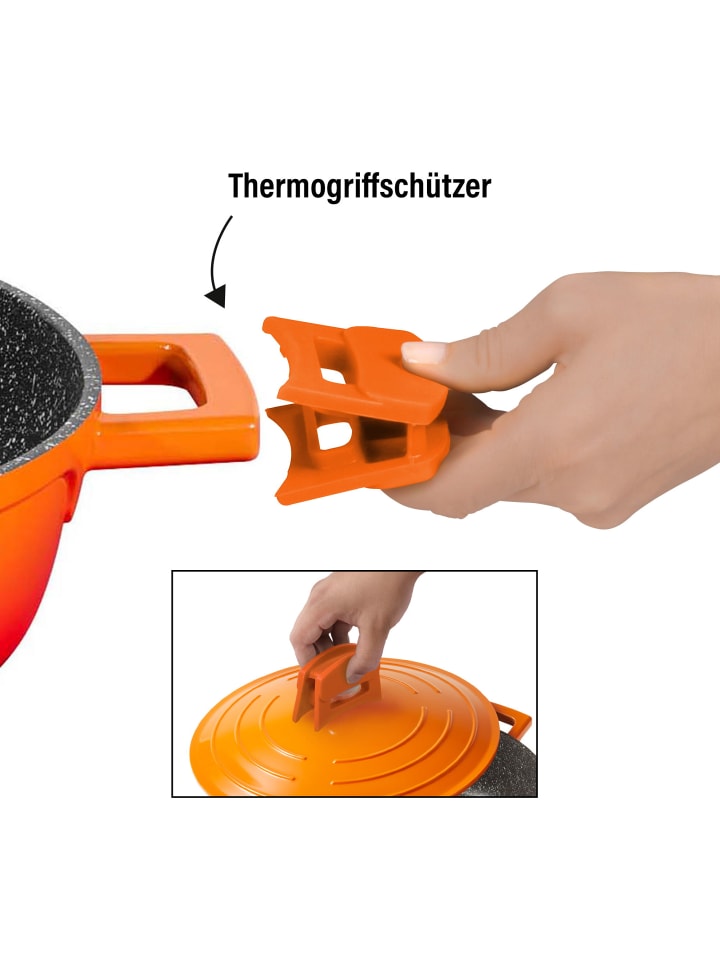 Stoneline Cocotte Bräter Rund 28 cm | mit Deckel in Orange günstig kaufen Ø 28 cm