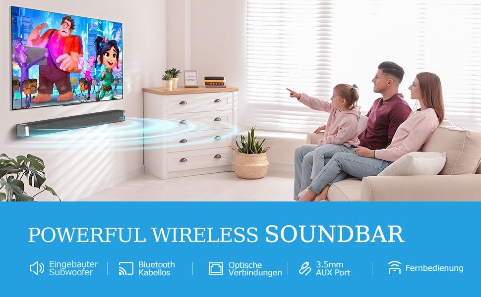 ABOX Odine I Soundbar (120dB Lautsprecher mit integriertem Bass, DSP-Verarbeitungstechnologie)