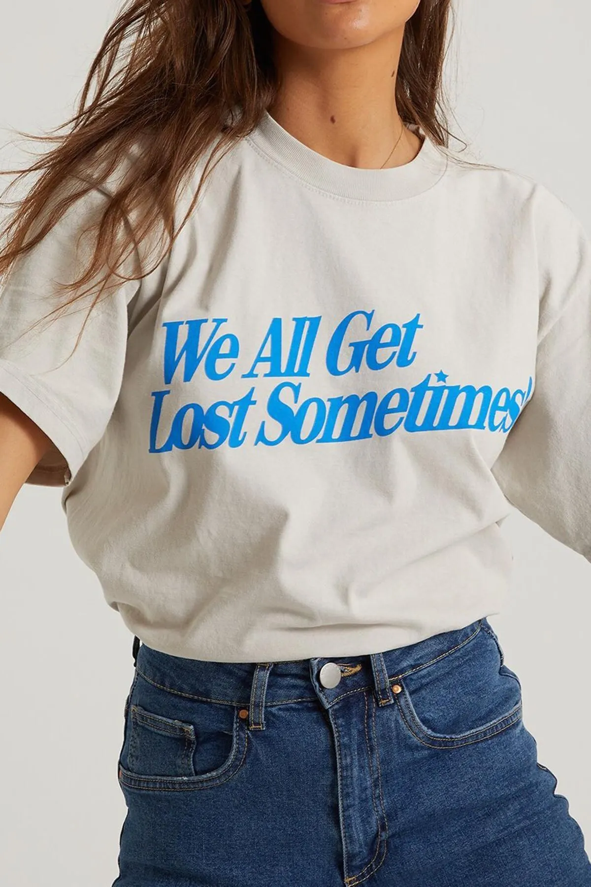 Madmext  Ecru bedrucktes Oversize-T-Shirt Mg1532