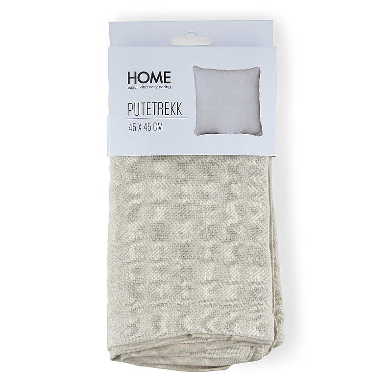 Home Putetrekk 45x45 cm bomull lys beige