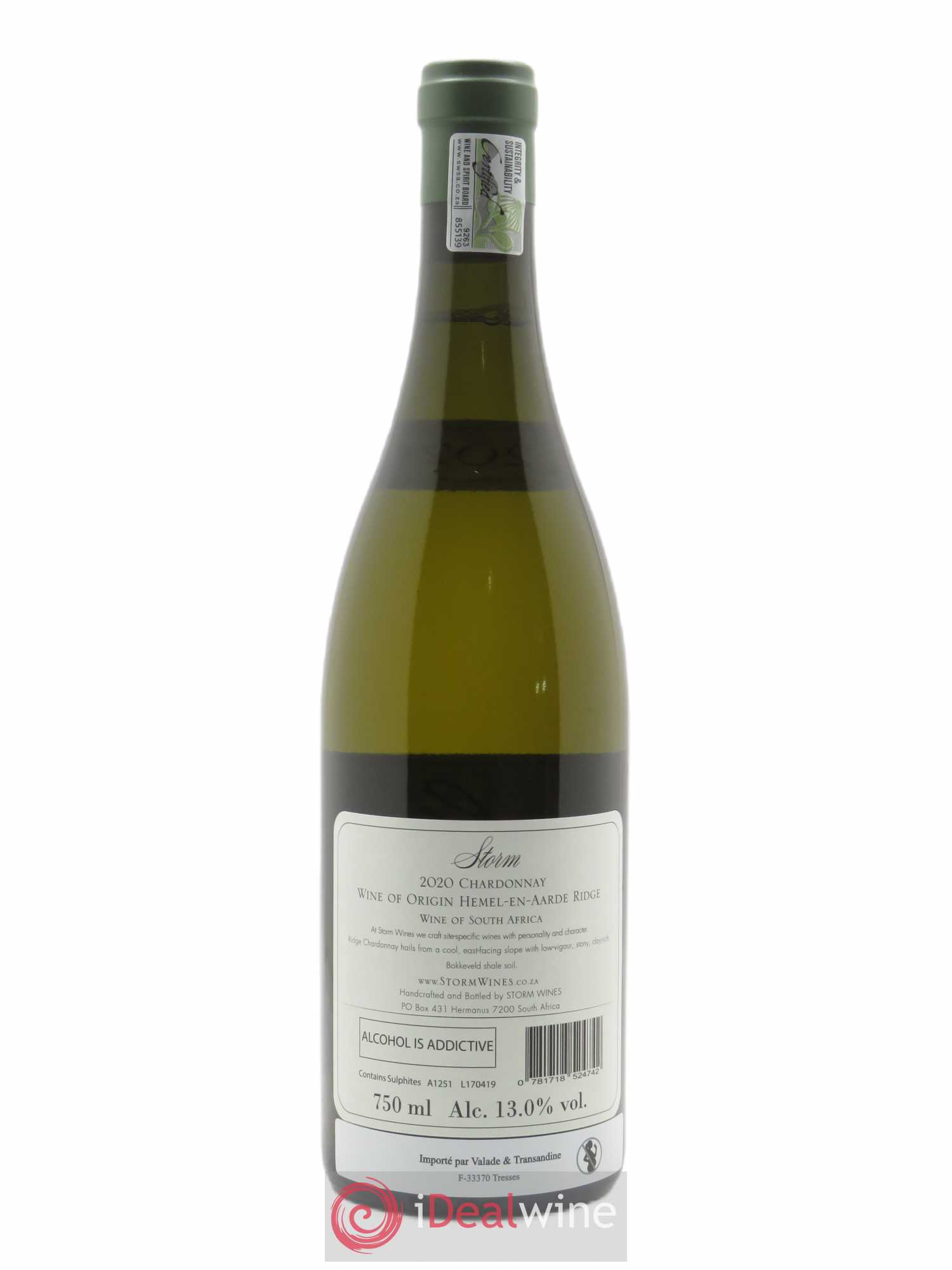 Hemel en Haarde Storm Wines Ridge Chardonnay  2020 - Lot de 1 Bouteille