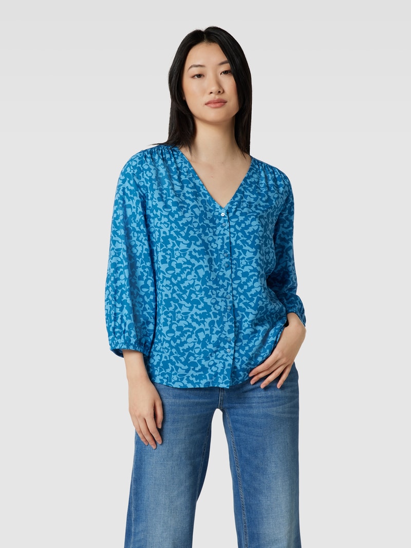 Bluse aus reiner Viskose mit Allover-Muster in blau