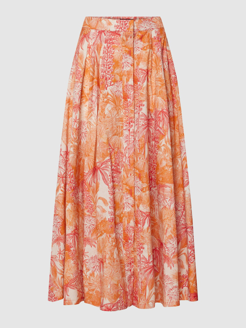 Midirock mit Allover-Muster Modell 'PALLA' in orange