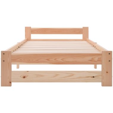 Merax Massivholzbett mit Kopfteil und Lattenrost, Futonbett, Einzelbett 90x200 cm