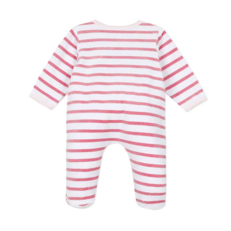 Dors-bien bébé velours rayé rose naissance Absorba
