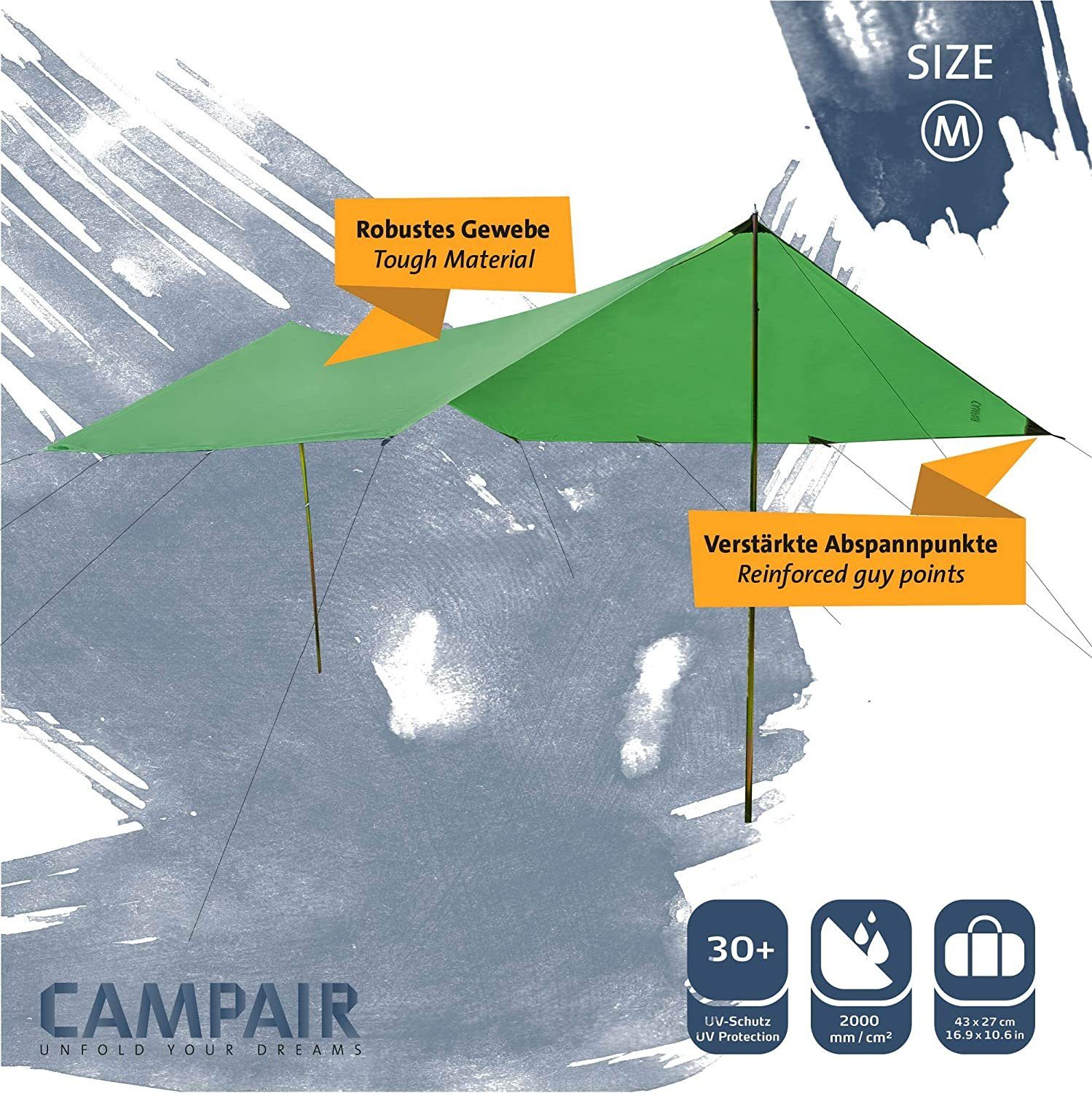 CAMPAIR Tarp-Zelt Sonnenschutz Plane, Personen: 6, robustes Gewebe, UV Schutz, 300x400 cm