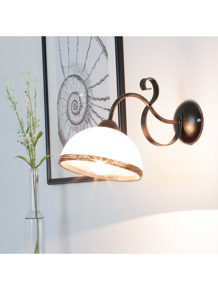 Licht-Erlebnisse Wandlampe in Messing Patina Weiß günstig kaufen onesize
