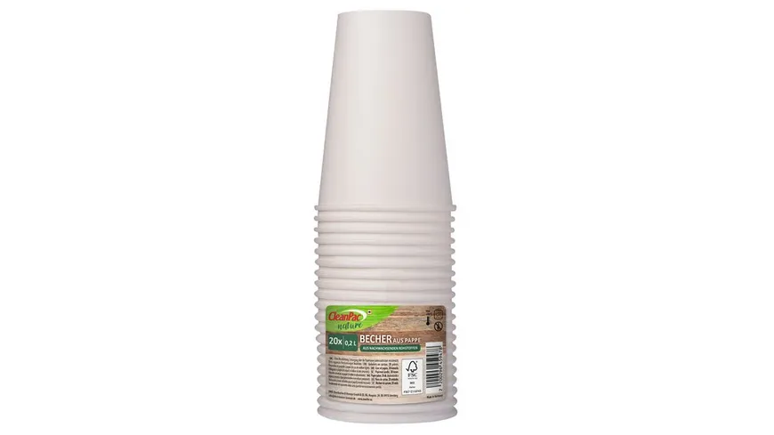 CleanPac nature Pappbecher 0,2l weiß