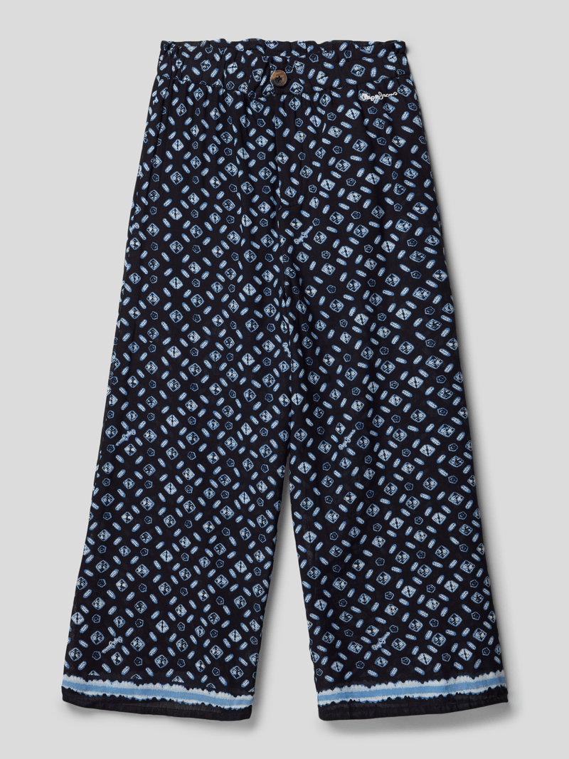 Stoffhose mit Allover-Muster Modell 'JACQUELINE' in marineblau