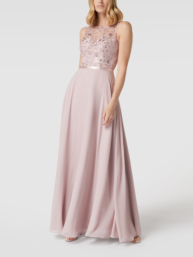 Abendkleid mit Paillettenbesatz in mauve