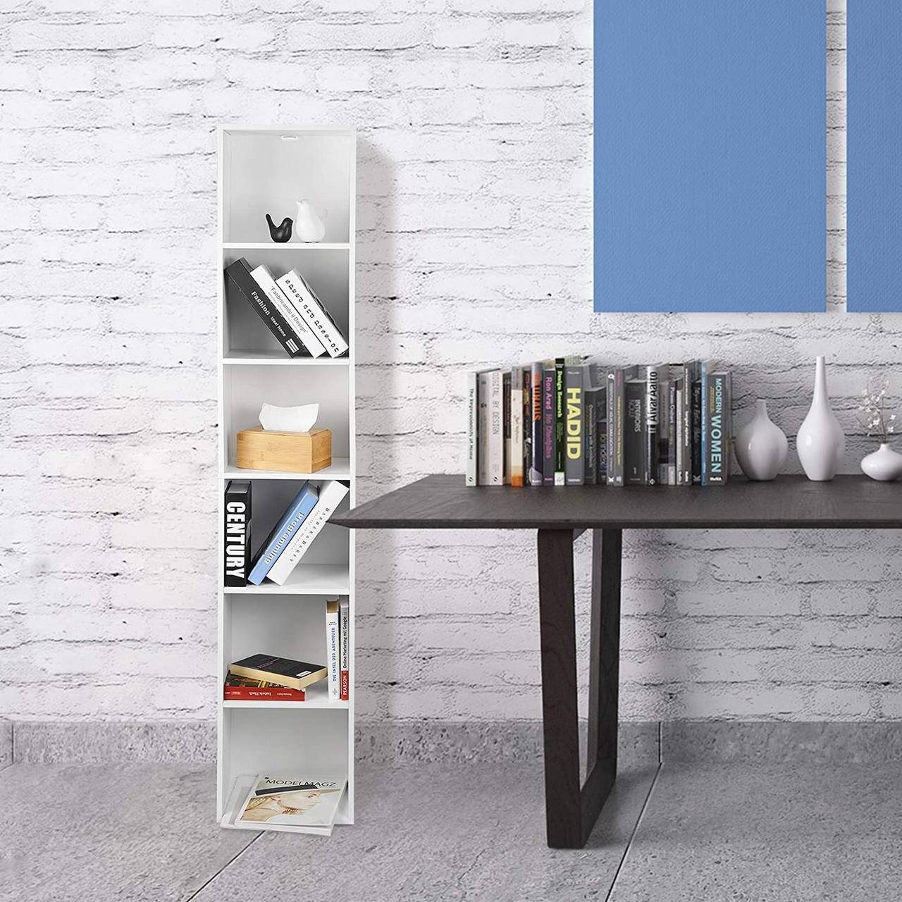 Woltu Bücherregal, 1-tlg., Aktenschrank, MDF, 6 Fächer, 30x24x158,5cm
