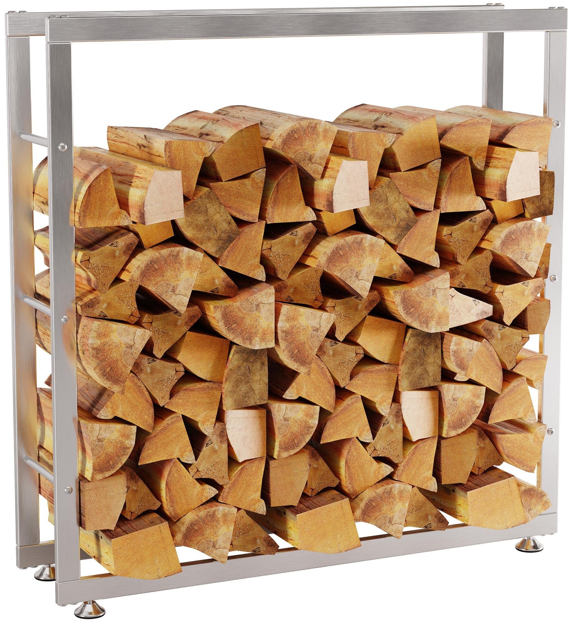 CLP Kaminholzregal Keri V2, BxTxH:100x25x100 cm, aus Edelstahl