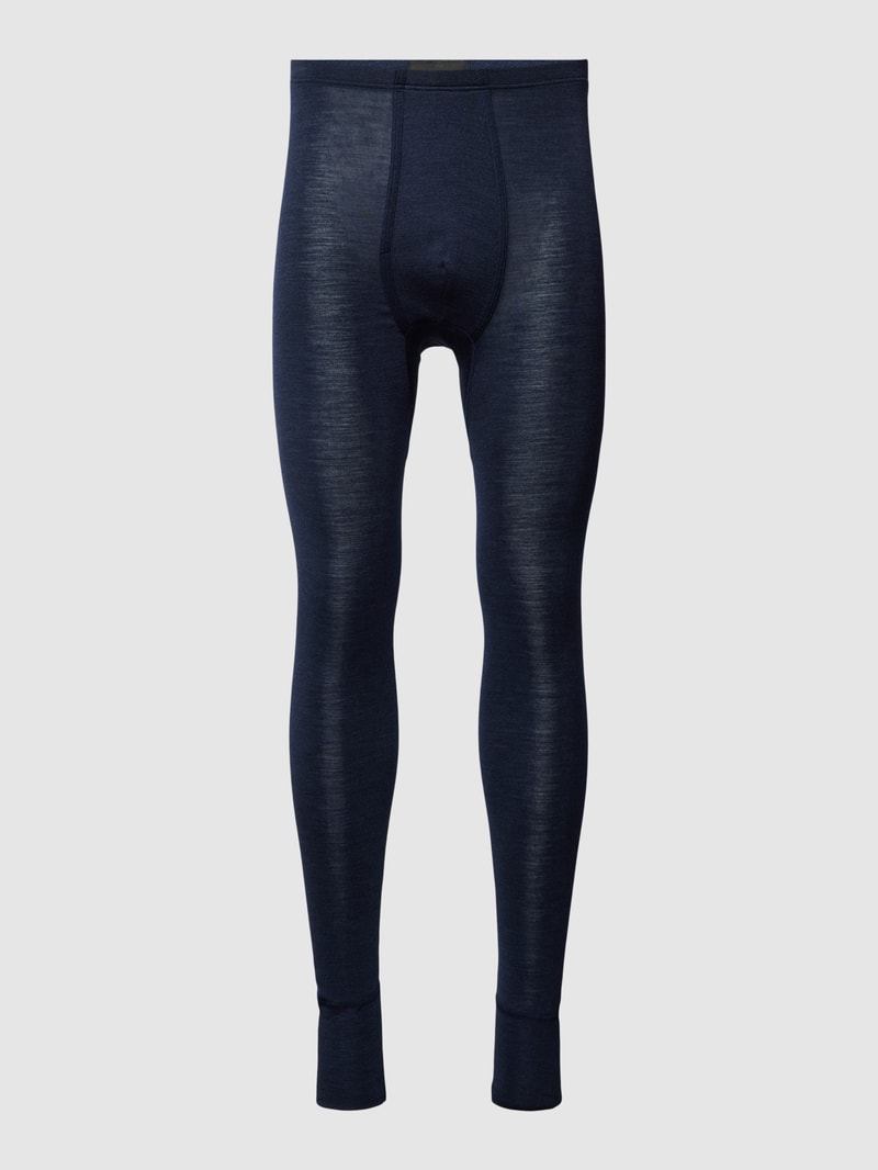 Lange Unterhose mit Strukturmuster Modell 'WOOLEN' in dunkelblau