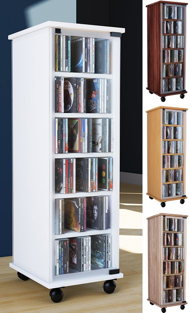 VCM CD-Regal Holz CD DVD Stand Regal Schrank Valenza Glastür, 1-tlg.