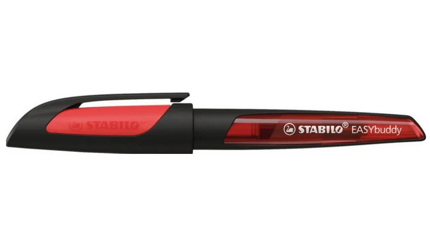 STABILO® EASYbuddy Füller mit Standard-Feder M in schwarz/rot inklusive Patrone - Schreibfarbe blau (löschbar) schwarz/rot