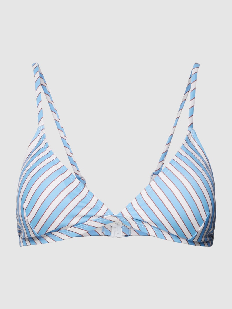 Bikini-Oberteil mit Streifenmuster Modell 'Aloha' in hellblau