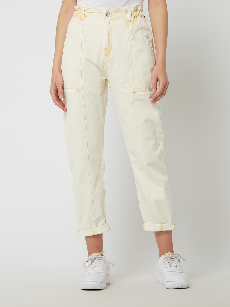 Cropped Jeans aus Baumwolle Modell 'Angela' in hellgelb