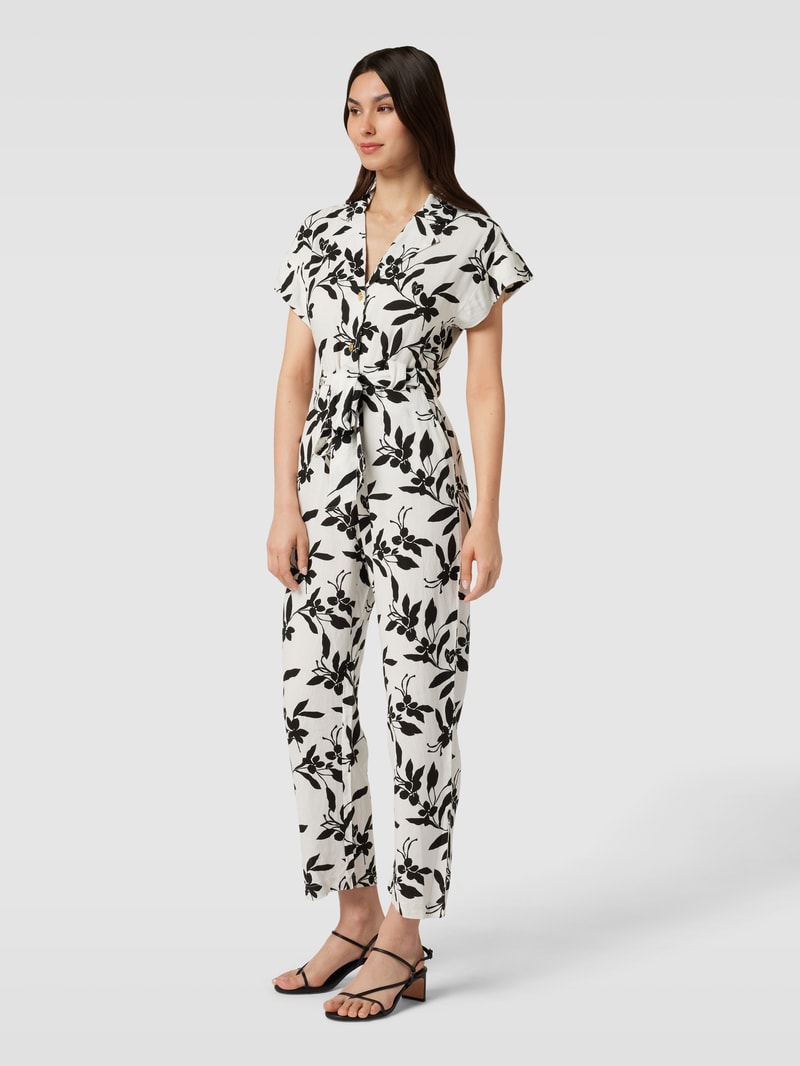 Jumpsuit mit floralem Allover-Muster in ecru