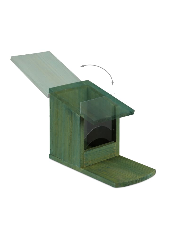 relaxdays Eichhörnchen Futterhaus in Dunkelgrün - (B)12x (H)17,5 x (T)25 cm günstig kaufen onesize