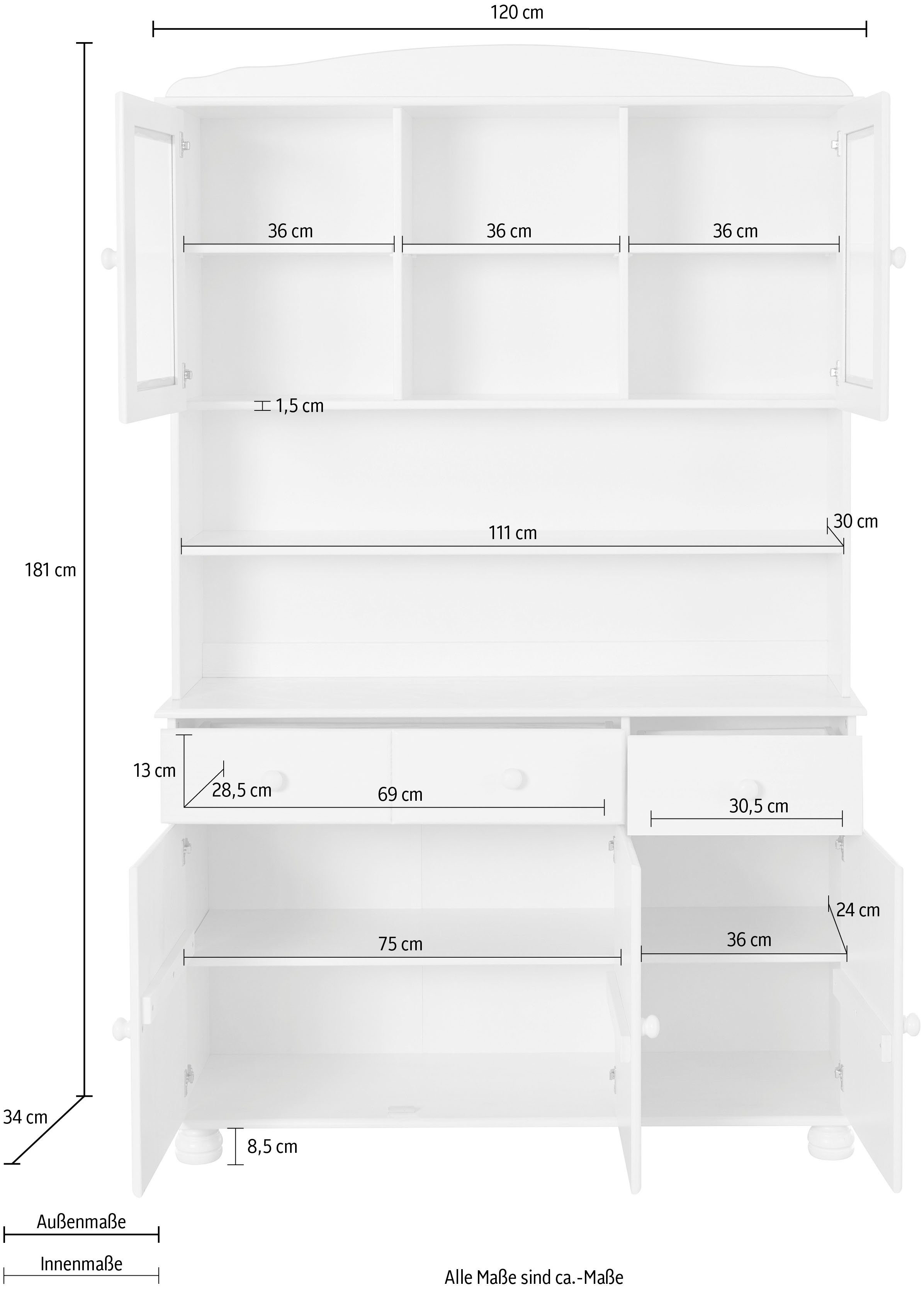 Home affaire Buffet Mette (2-St) Mit 2 Schubladen und viel Stauraum hinter 4 Türen, Höhe 181cm