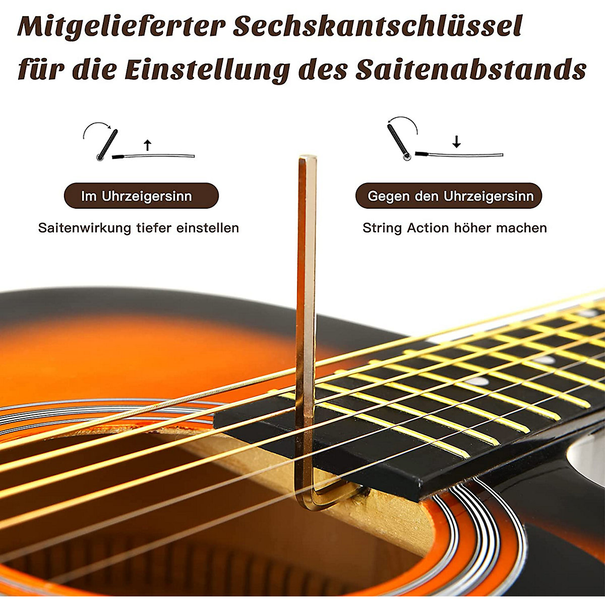 Akustikgitarre 41 Zoll mit Plektrum