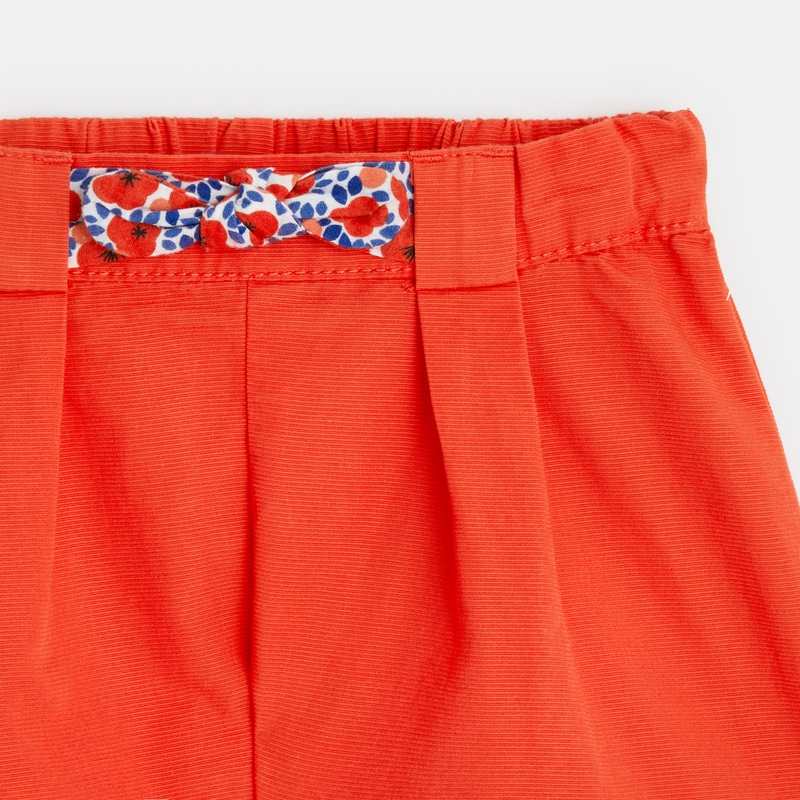 Short à pinces coton fantaisie rouge bébé fille